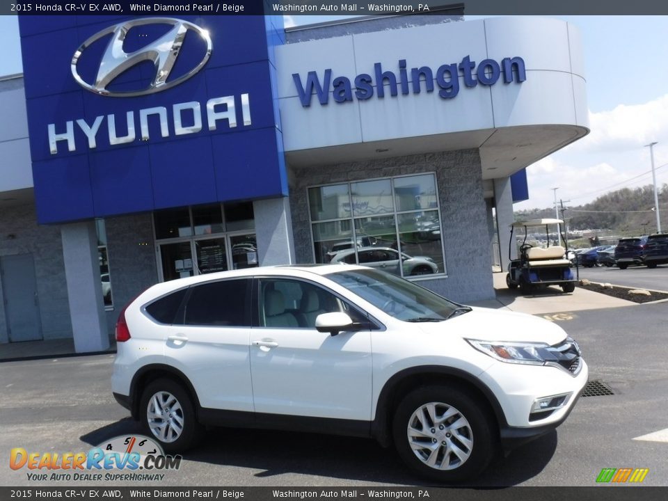 2015 Honda CR-V EX AWD White Diamond Pearl / Beige Photo #2
