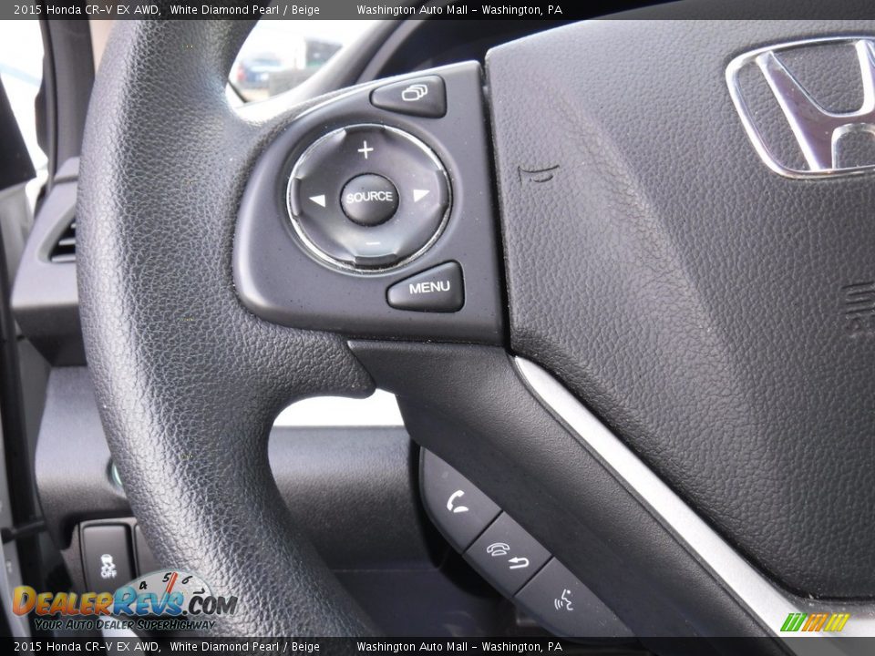 2015 Honda CR-V EX AWD White Diamond Pearl / Beige Photo #20
