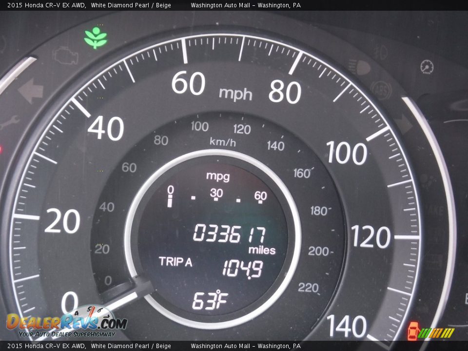 2015 Honda CR-V EX AWD White Diamond Pearl / Beige Photo #28