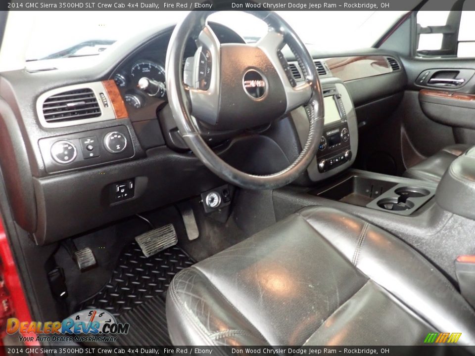 Ebony Interior - 2014 GMC Sierra 3500HD SLT Crew Cab 4x4 Dually Photo #23