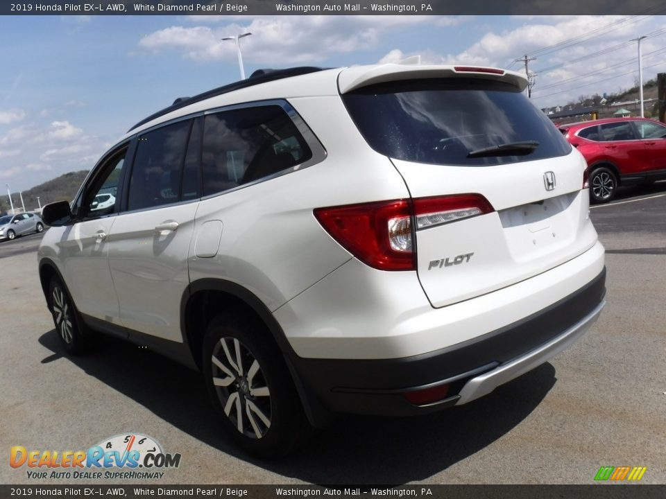 2019 Honda Pilot EX-L AWD White Diamond Pearl / Beige Photo #7