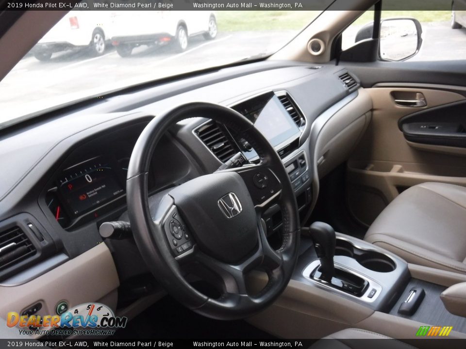 2019 Honda Pilot EX-L AWD White Diamond Pearl / Beige Photo #11