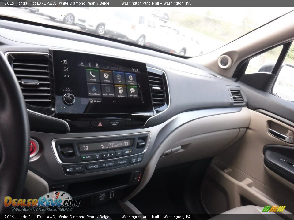 2019 Honda Pilot EX-L AWD White Diamond Pearl / Beige Photo #17