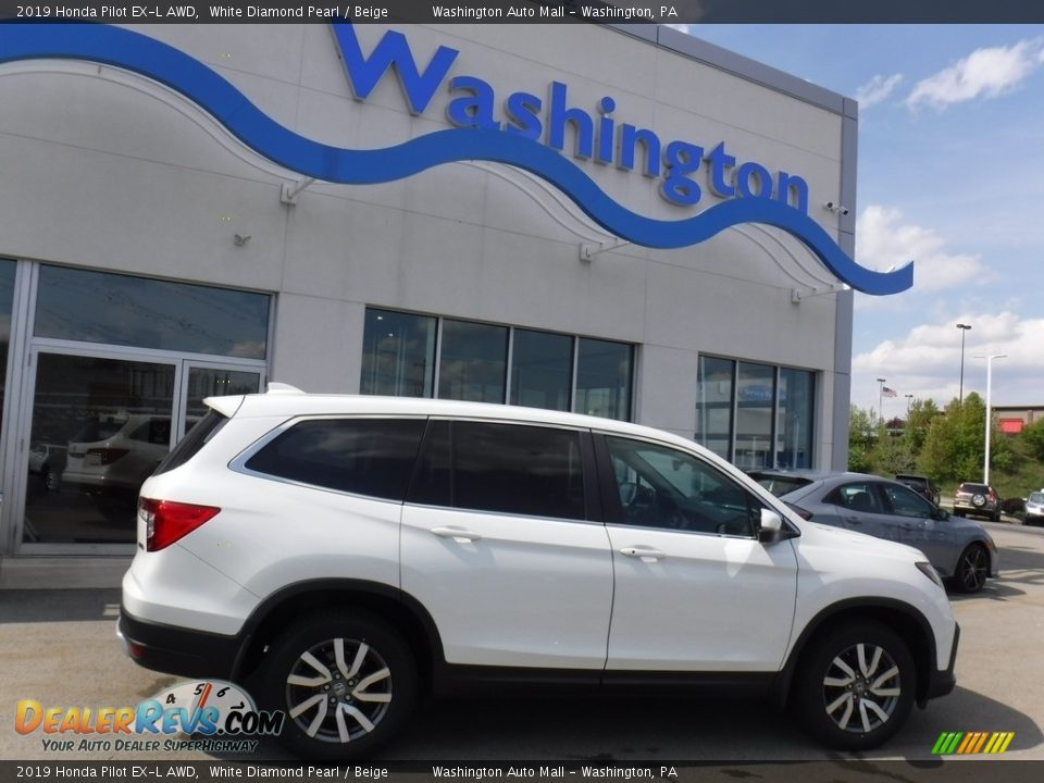 2019 Honda Pilot EX-L AWD White Diamond Pearl / Beige Photo #2