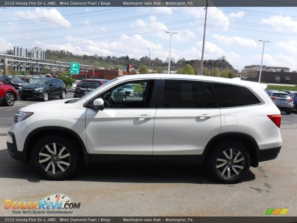 2019 Honda Pilot EX-L AWD White Diamond Pearl / Beige Photo #7