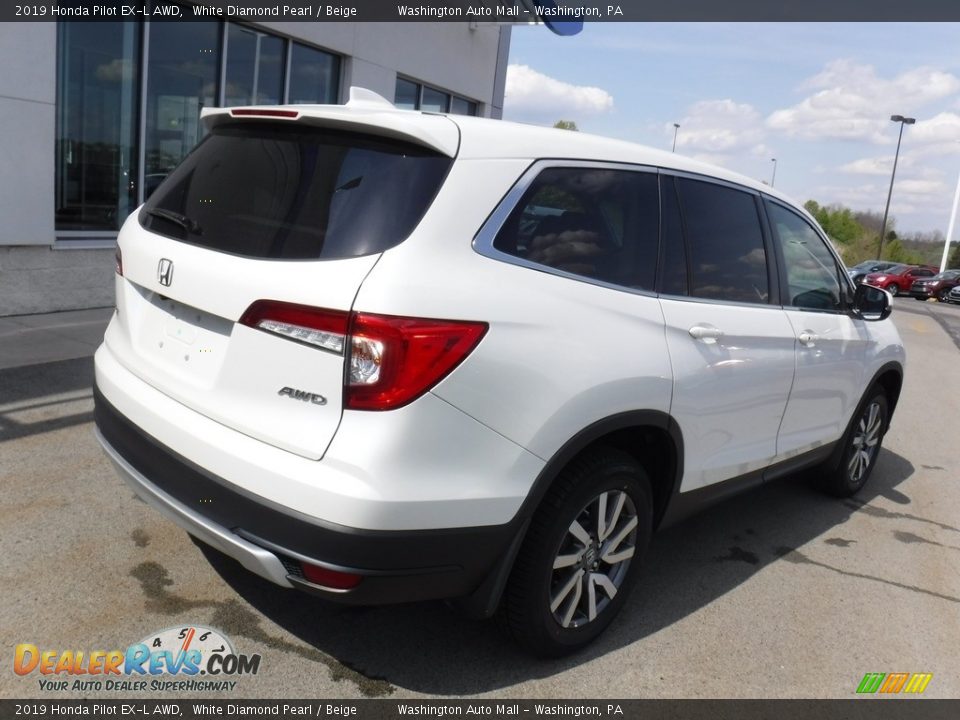 2019 Honda Pilot EX-L AWD White Diamond Pearl / Beige Photo #9