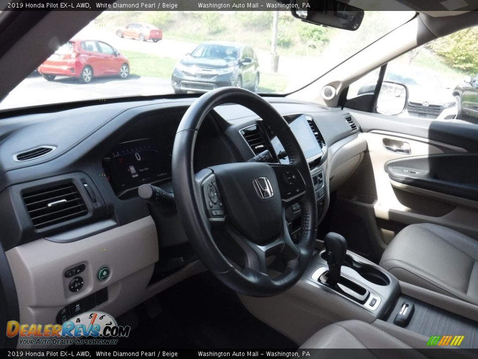 2019 Honda Pilot EX-L AWD White Diamond Pearl / Beige Photo #13
