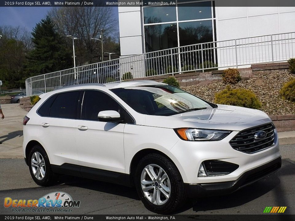 2019 Ford Edge SEL AWD White Platinum / Dune Photo #1