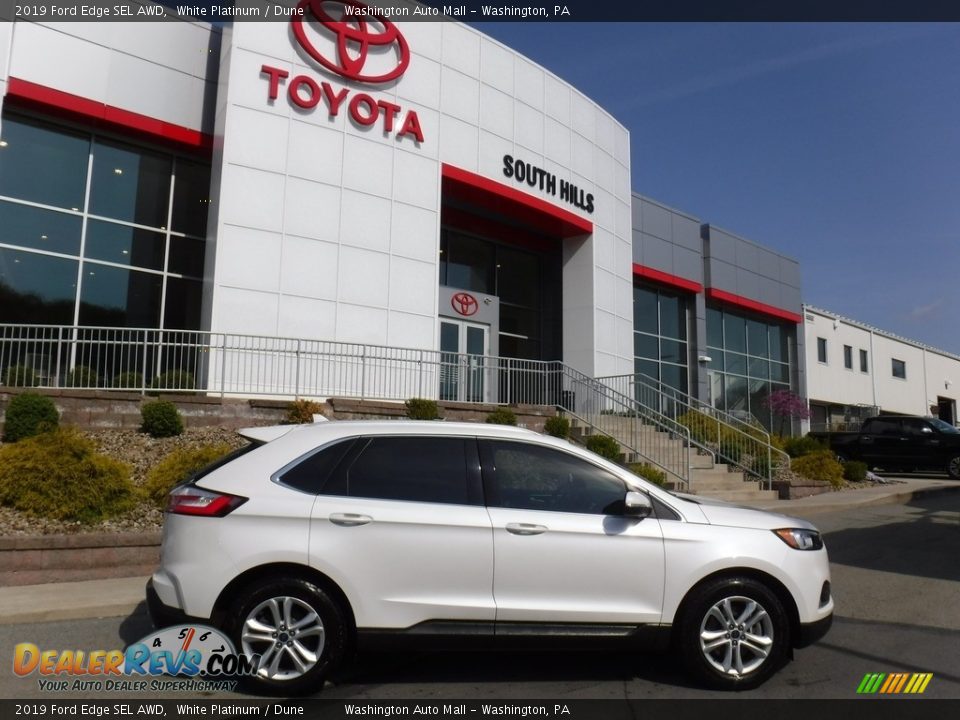 2019 Ford Edge SEL AWD White Platinum / Dune Photo #2