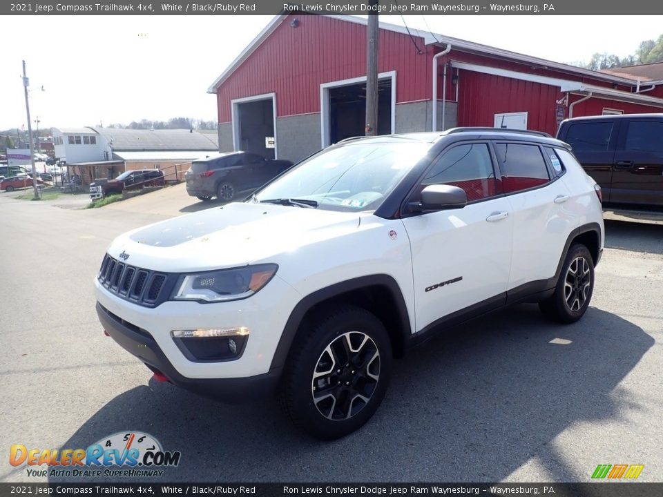 2021 Jeep Compass Trailhawk 4x4 White / Black/Ruby Red Photo #1