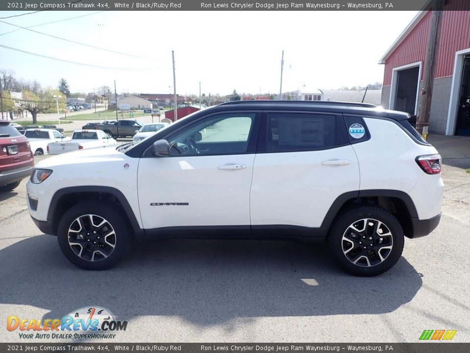 2021 Jeep Compass Trailhawk 4x4 White / Black/Ruby Red Photo #2