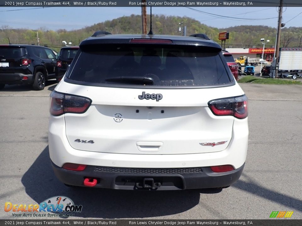 2021 Jeep Compass Trailhawk 4x4 White / Black/Ruby Red Photo #4