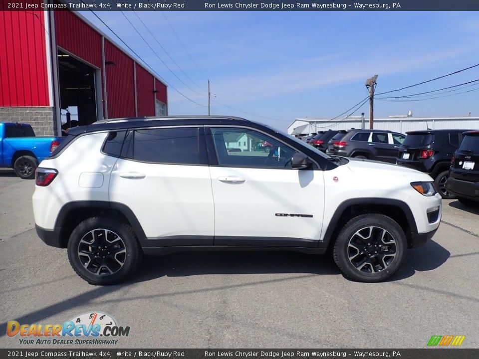 2021 Jeep Compass Trailhawk 4x4 White / Black/Ruby Red Photo #6