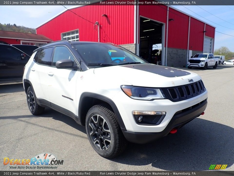 2021 Jeep Compass Trailhawk 4x4 White / Black/Ruby Red Photo #7