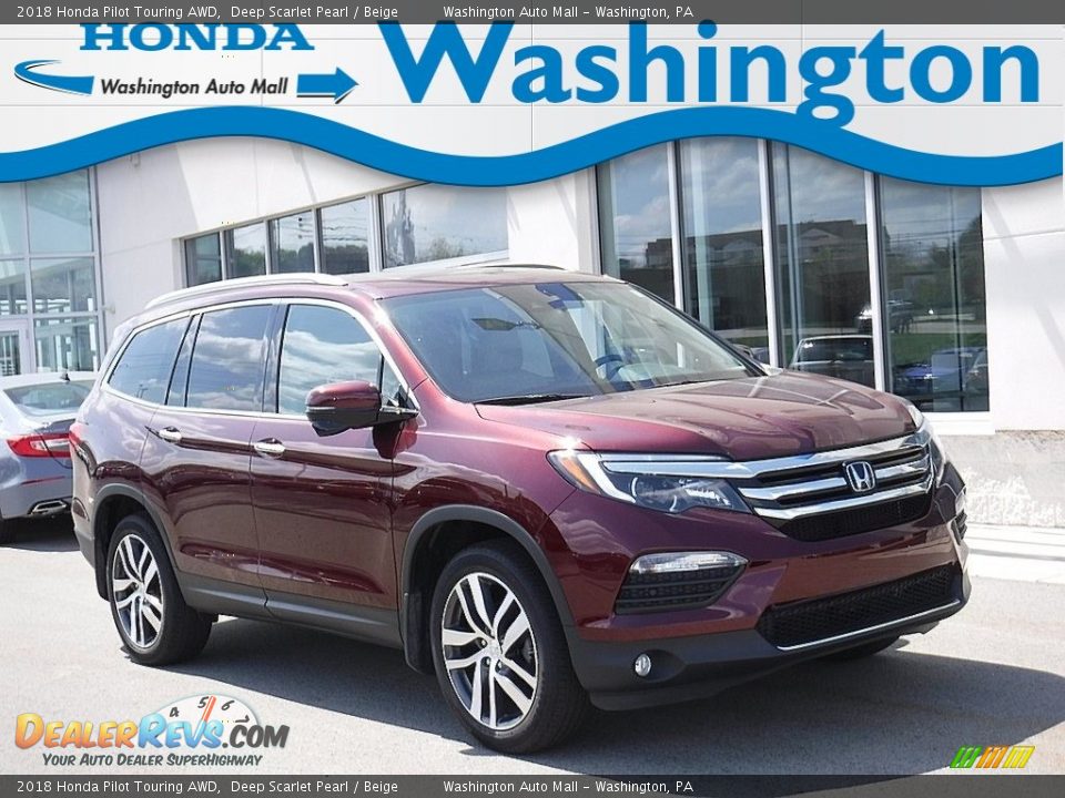 2018 Honda Pilot Touring AWD Deep Scarlet Pearl / Beige Photo #1