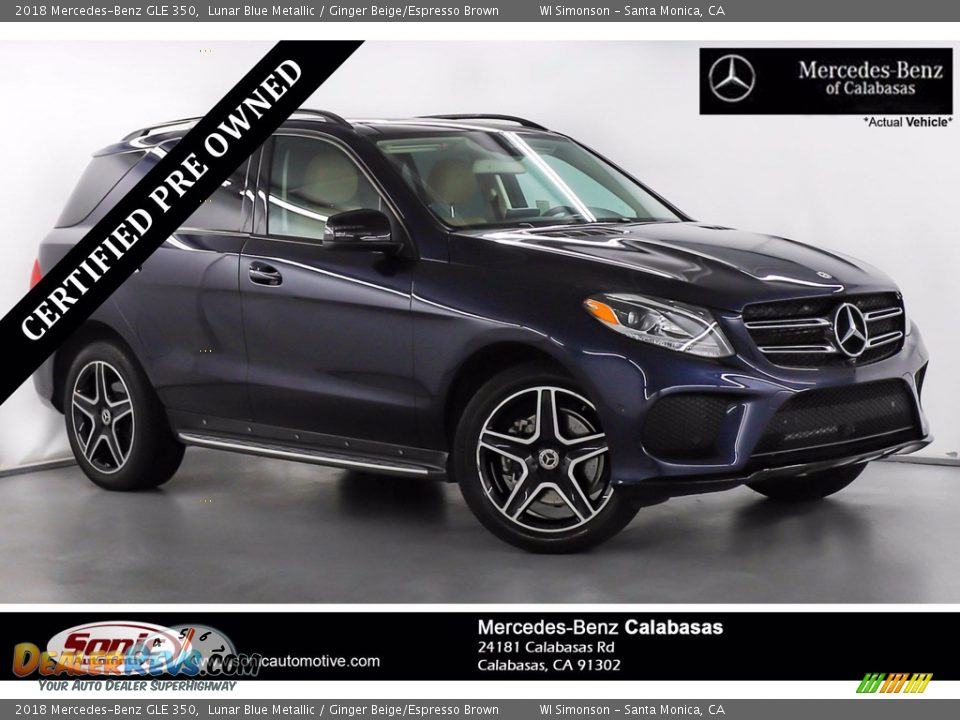 2018 Mercedes-Benz GLE 350 Lunar Blue Metallic / Ginger Beige/Espresso Brown Photo #1