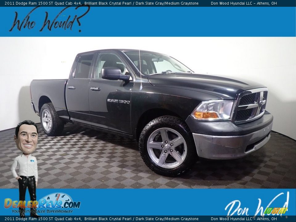 2011 Dodge Ram 1500 ST Quad Cab 4x4 Brilliant Black Crystal Pearl / Dark Slate Gray/Medium Graystone Photo #1