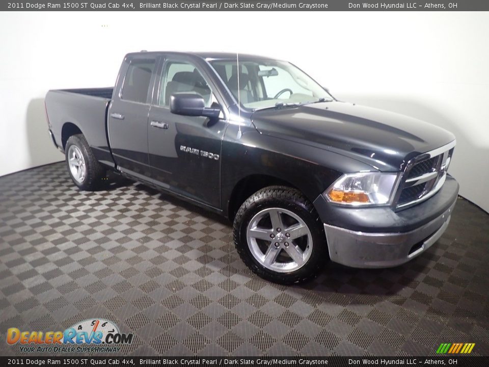 2011 Dodge Ram 1500 ST Quad Cab 4x4 Brilliant Black Crystal Pearl / Dark Slate Gray/Medium Graystone Photo #2