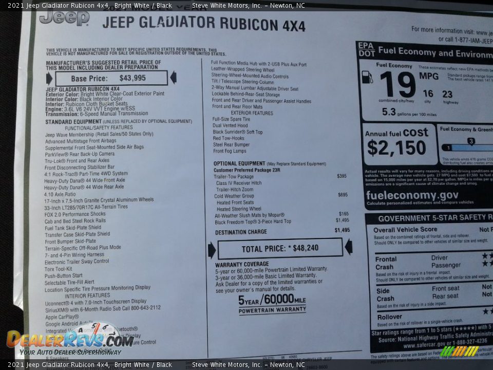 2021 Jeep Gladiator Rubicon 4x4 Bright White / Black Photo #28