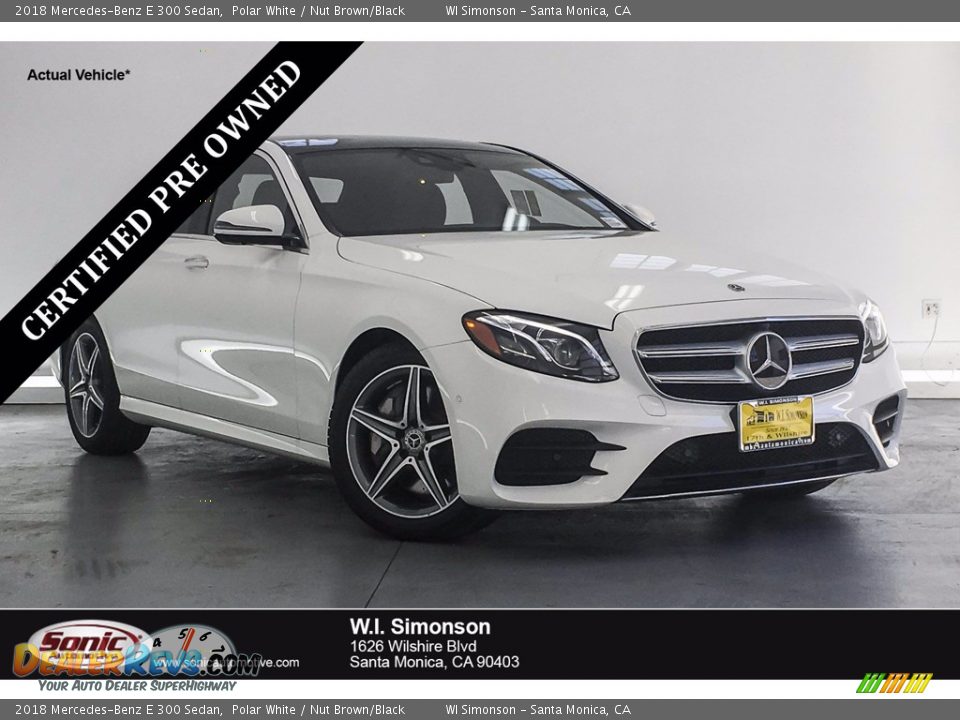 2018 Mercedes-Benz E 300 Sedan Polar White / Nut Brown/Black Photo #1