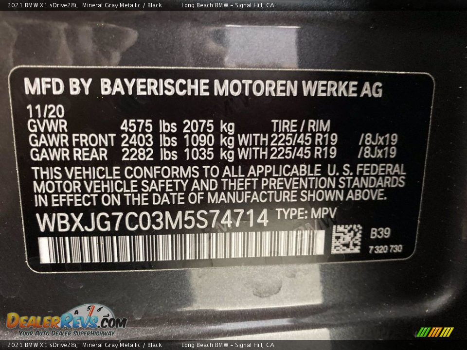 2021 BMW X1 sDrive28i Mineral Gray Metallic / Black Photo #26