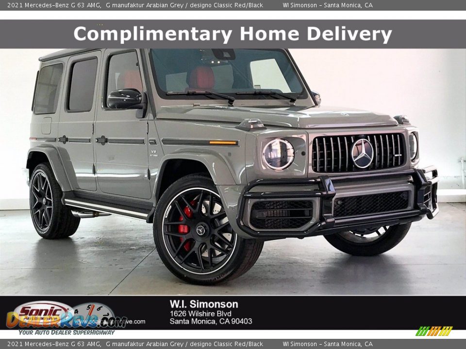 2021 Mercedes-Benz G 63 AMG G manufaktur Arabian Grey / designo Classic Red/Black Photo #1