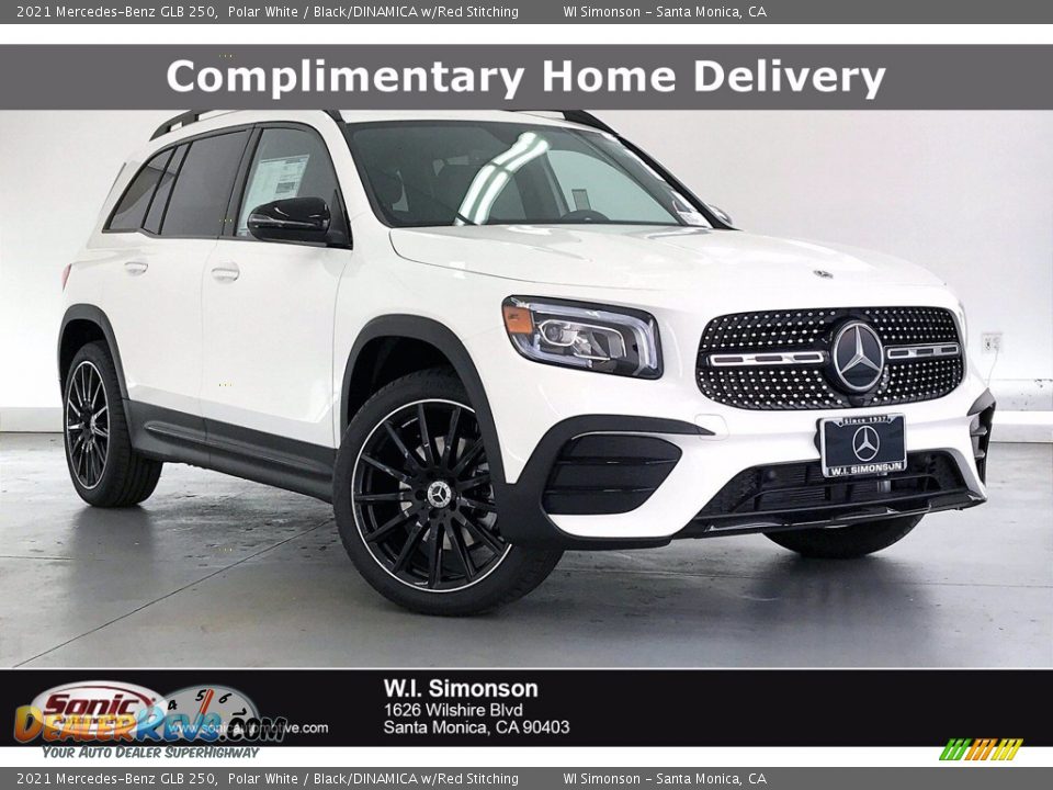 2021 Mercedes-Benz GLB 250 Polar White / Black/DINAMICA w/Red Stitching Photo #1