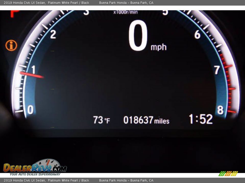 2019 Honda Civic LX Sedan Platinum White Pearl / Black Photo #6