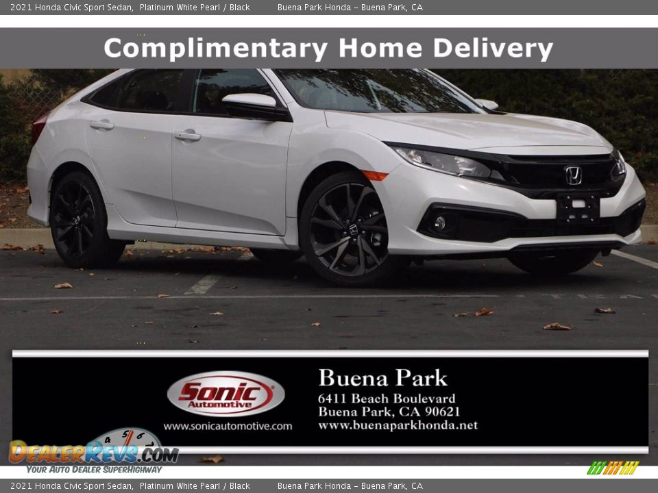 2021 Honda Civic Sport Sedan Platinum White Pearl / Black Photo #1
