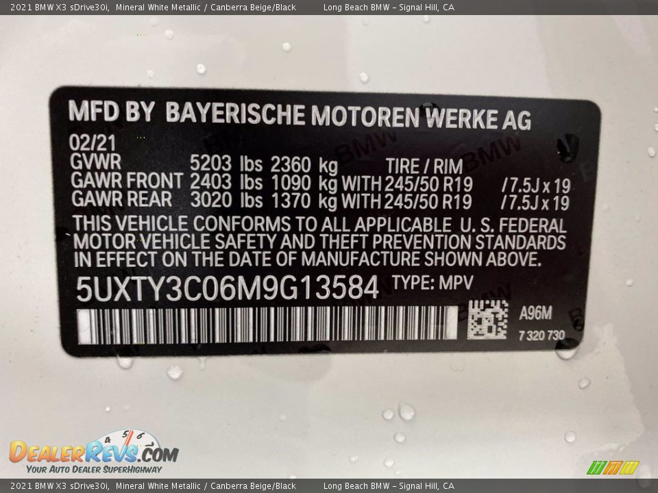 2021 BMW X3 sDrive30i Mineral White Metallic / Canberra Beige/Black Photo #26