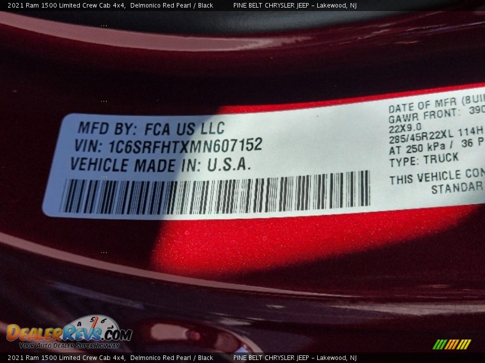 2021 Ram 1500 Limited Crew Cab 4x4 Delmonico Red Pearl / Black Photo #14