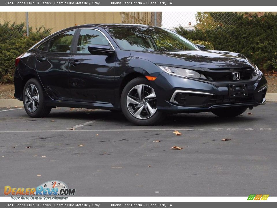 2021 Honda Civic LX Sedan Cosmic Blue Metallic / Gray Photo #2