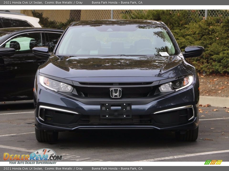 2021 Honda Civic LX Sedan Cosmic Blue Metallic / Gray Photo #3