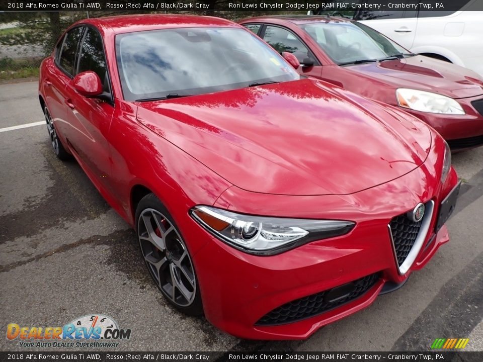 2018 Alfa Romeo Giulia Ti AWD Rosso (Red) Alfa / Black/Dark Gray Photo #2