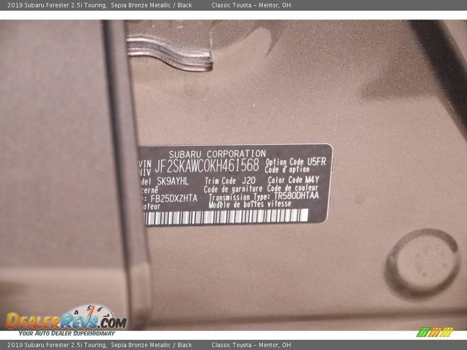 2019 Subaru Forester 2.5i Touring Sepia Bronze Metallic / Black Photo #22