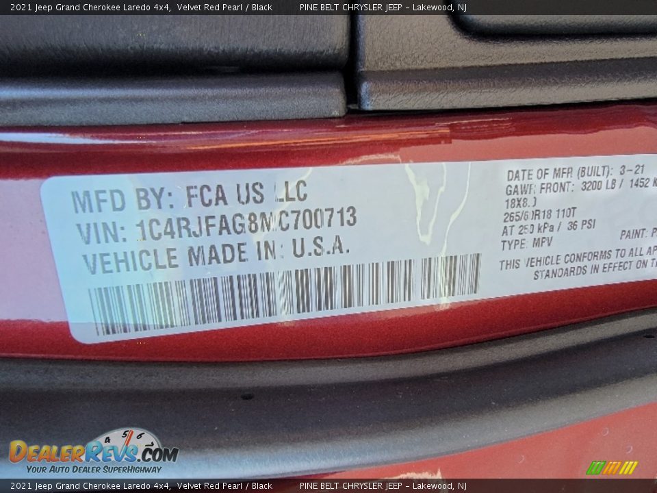 2021 Jeep Grand Cherokee Laredo 4x4 Velvet Red Pearl / Black Photo #10