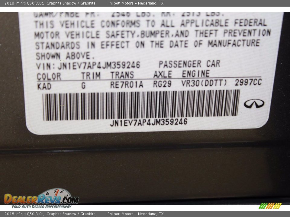 2018 Infiniti Q50 3.0t Graphite Shadow / Graphite Photo #34