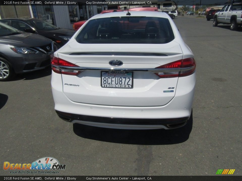 2018 Ford Fusion SE AWD Oxford White / Ebony Photo #5