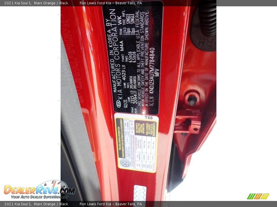 2021 Kia Soul S Mars Orange / Black Photo #15