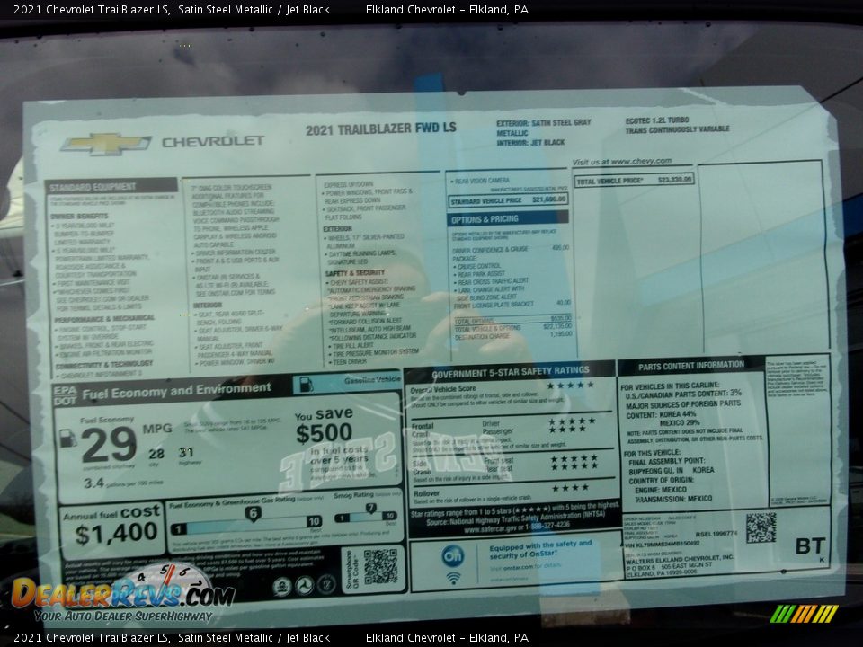 2021 Chevrolet TrailBlazer LS Satin Steel Metallic / Jet Black Photo #32