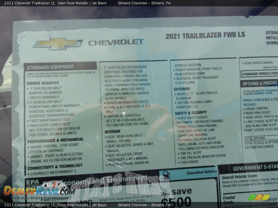 2021 Chevrolet Trailblazer LS Satin Steel Metallic / Jet Black Photo #33