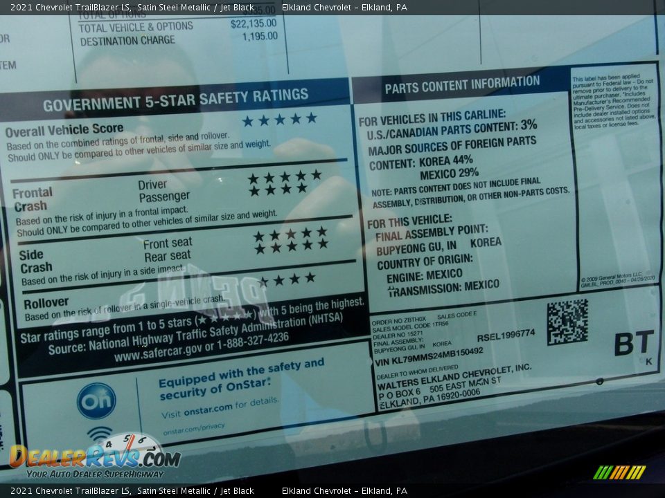 2021 Chevrolet TrailBlazer LS Satin Steel Metallic / Jet Black Photo #36