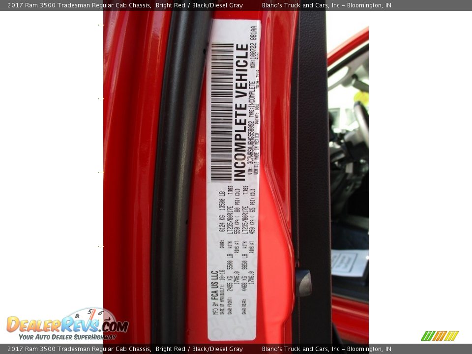 2017 Ram 3500 Tradesman Regular Cab Chassis Bright Red / Black/Diesel Gray Photo #24