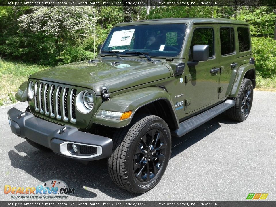 Front 3/4 View of 2021 Jeep Wrangler Unlimited Sahara 4xe Hybrid Photo #2