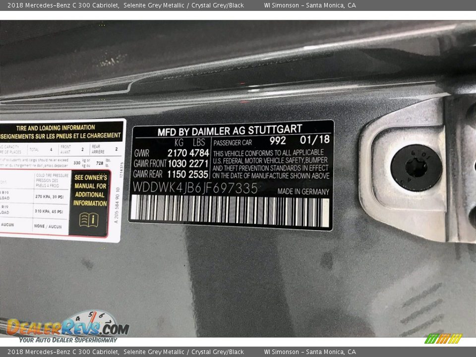 2018 Mercedes-Benz C 300 Cabriolet Selenite Grey Metallic / Crystal Grey/Black Photo #33