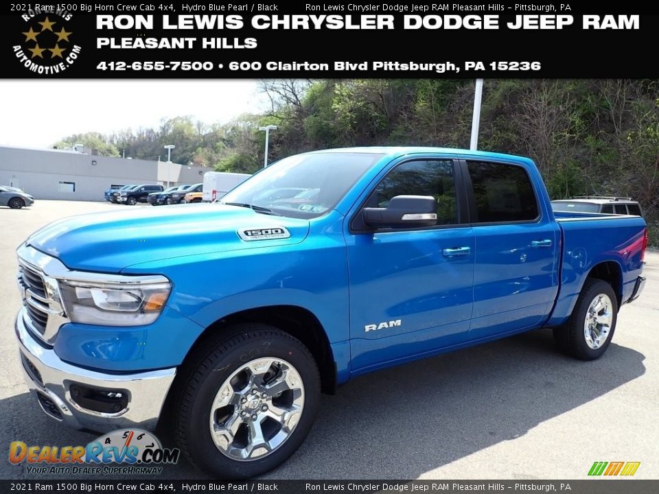 2021 Ram 1500 Big Horn Crew Cab 4x4 Hydro Blue Pearl / Black Photo #1