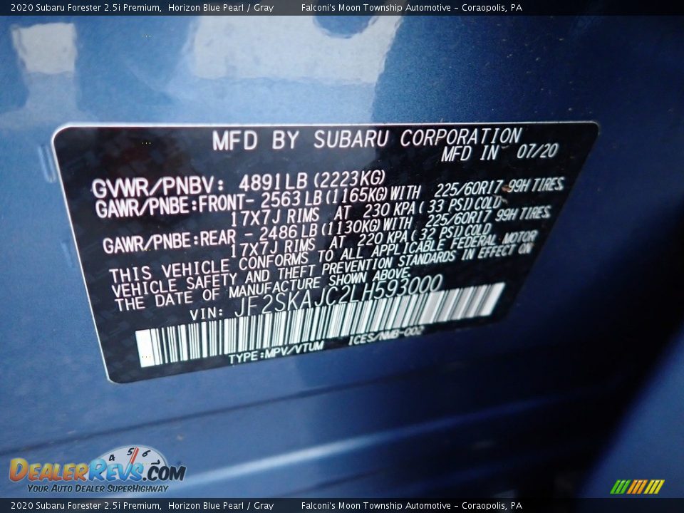 2020 Subaru Forester 2.5i Premium Horizon Blue Pearl / Gray Photo #23
