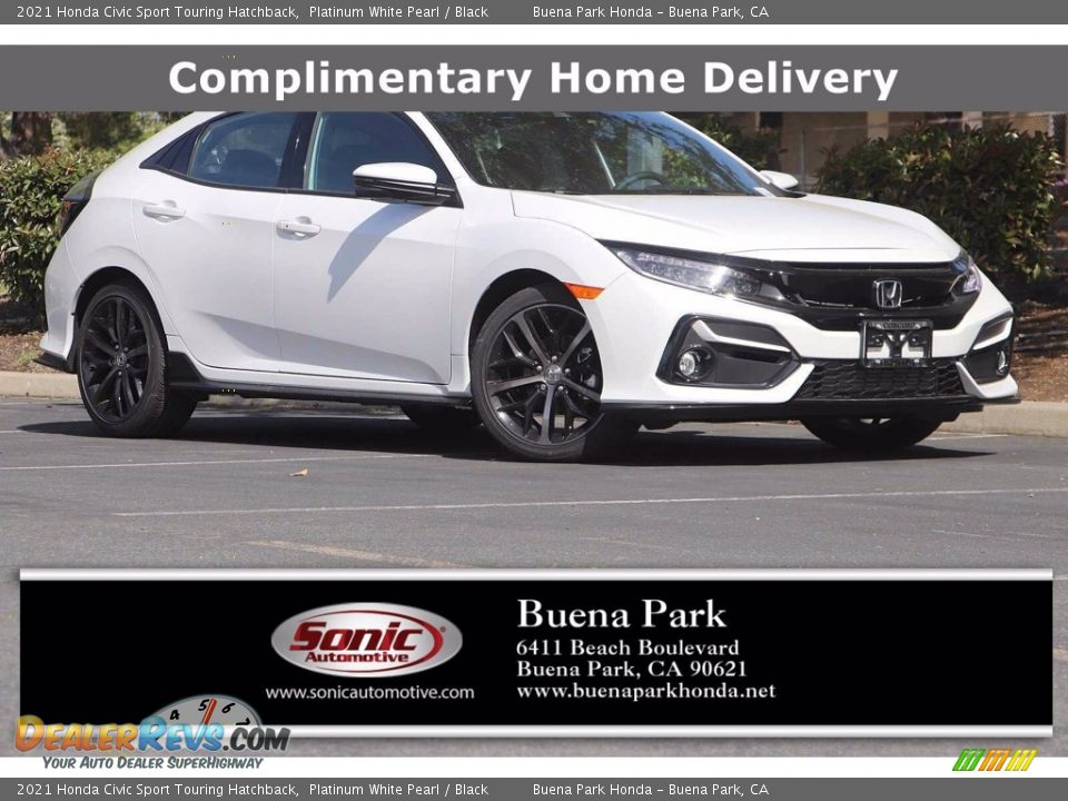 2021 Honda Civic Sport Touring Hatchback Platinum White Pearl / Black Photo #1