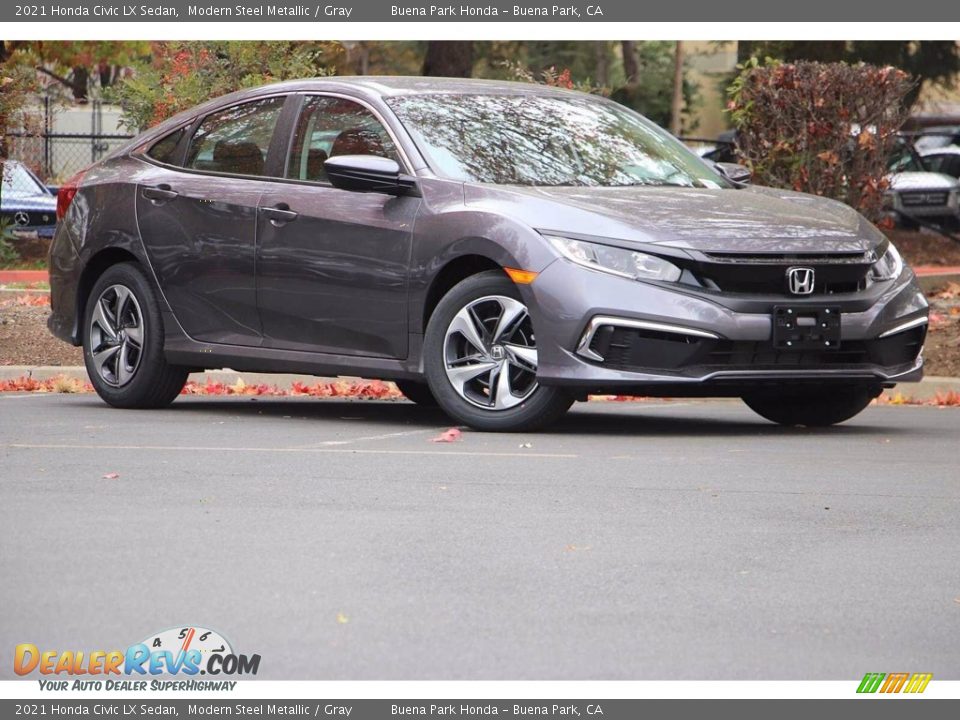 2021 Honda Civic LX Sedan Modern Steel Metallic / Gray Photo #2