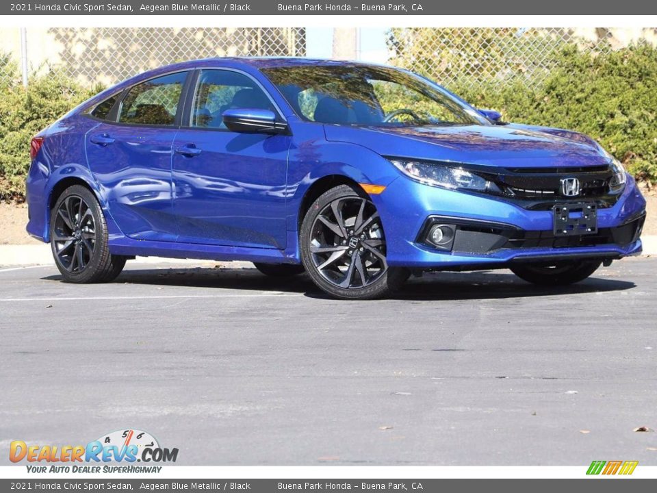 2021 Honda Civic Sport Sedan Aegean Blue Metallic / Black Photo #2